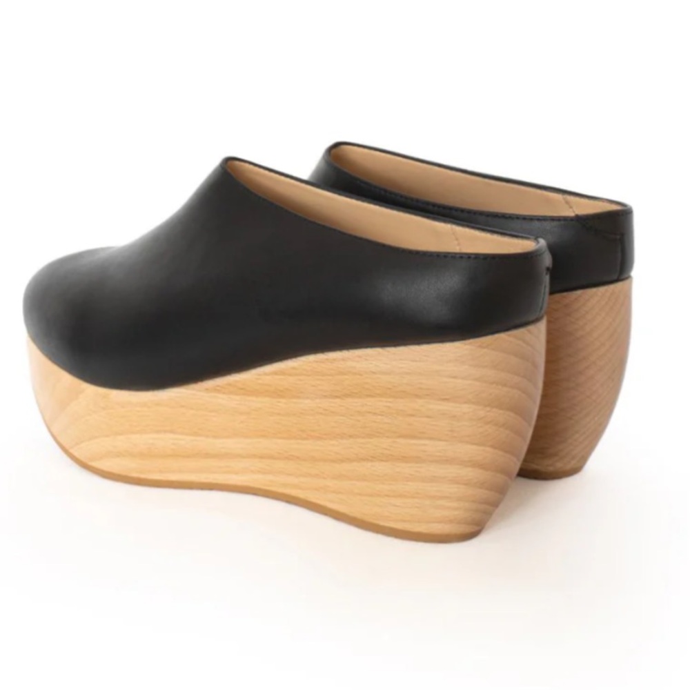 Black Leather Platform Clogs - image 1